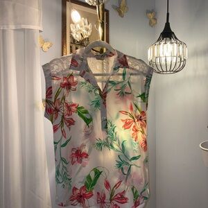 Van Heusen Floral Print Blouse with Lace Detail